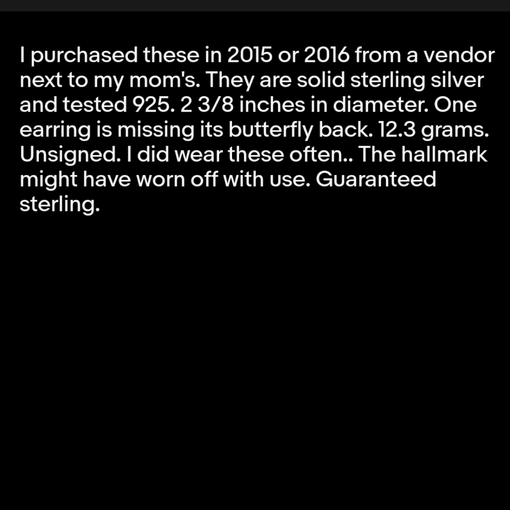 Large Solid Sterling Silver Tested 925 2 3/8 Inch… - image 6